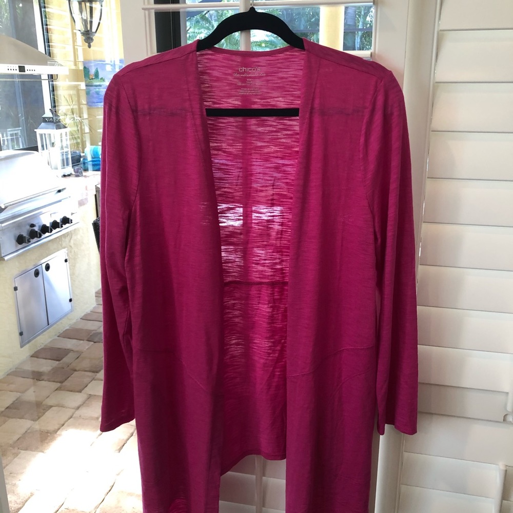 CHICOS CARDI HOT PINK SIZE 1 MISSES SMALL